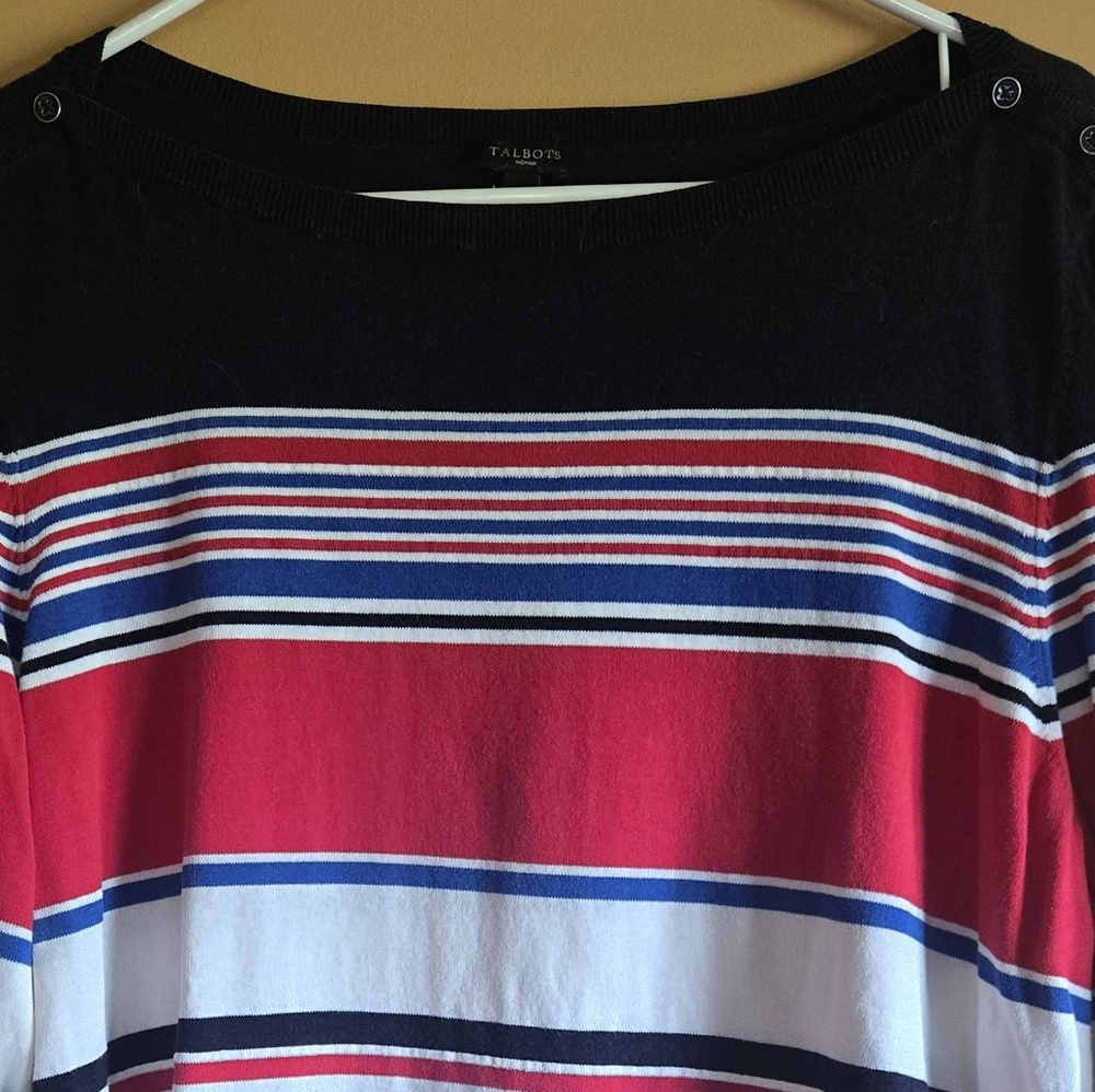 Talbots Multicolor Striped Top PTP=24" - Picture 2 of 5